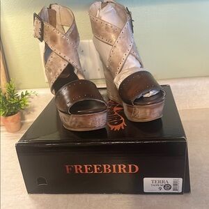 Freebird Tan and Brown Wedge Shoes